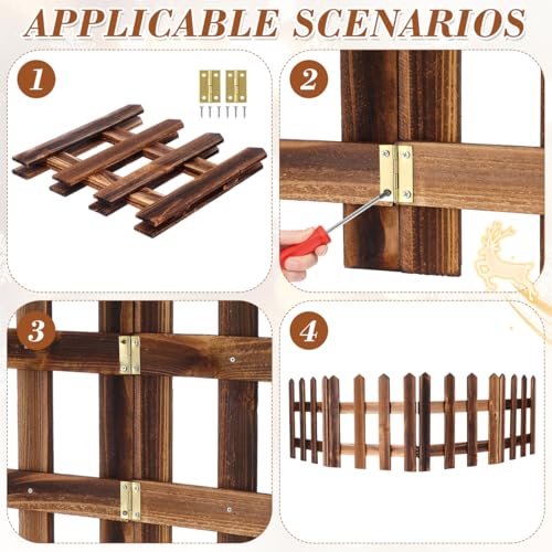 Image of DOITOOL Wooden Picket Fence Garden Border, Decorative Garden Fence Animal Barrier Landscape Fencing Border for Dogs, Flower Bed, Yard and Patio Outdoor Decor (Total Length: 120cm, Height: 30cm)