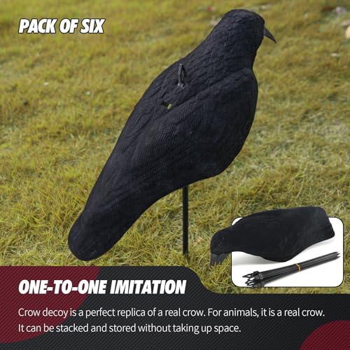 GUGULUZA 6 Stück Beflockt Rabe Halbe Schale Krähe Taubenschreck Jagdköder Gartendekoration