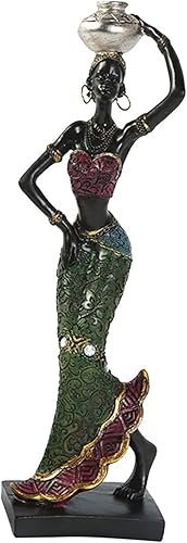 Figura africana, escultura, figura de mujer, figura tribal de dama, estatua coleccionable, arte decorativo, manualidades, adornos, color plateado