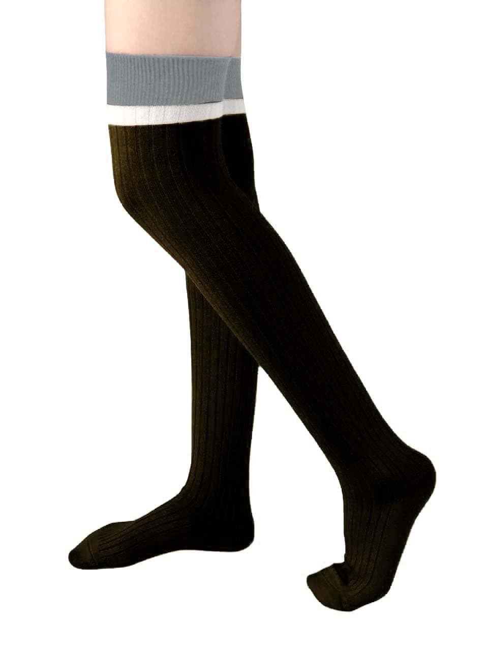 CHACKO Women Extra Long Cotton Thigh High Socks Over the Knee High Boot Stockings Cotton Leg Warmers_Black Pack Of 1 - Image 3 thumbnail