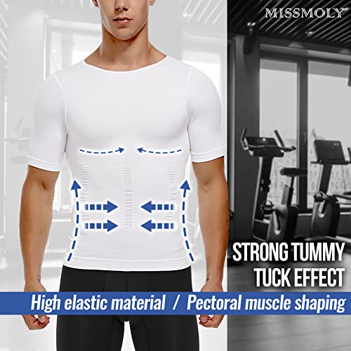MISS MOLY Men's Compression Shirts Short Sleeve Shapewear Tank Top Slimming Body Shaper Abs Abdomen Undershirt2