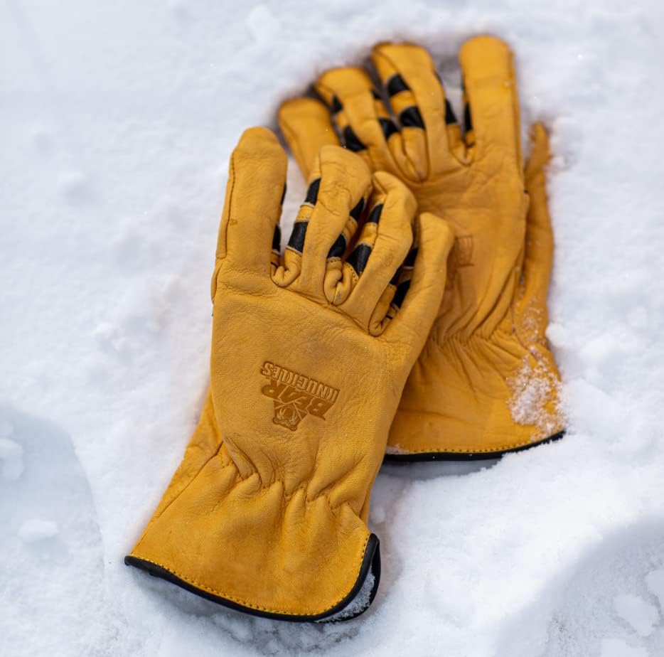 Bear Knuckles | Winter Work Gloves | Leather Cowhide | Fleece Insulated & Water Resistant | Pre-Curved Finger Design - Image 4