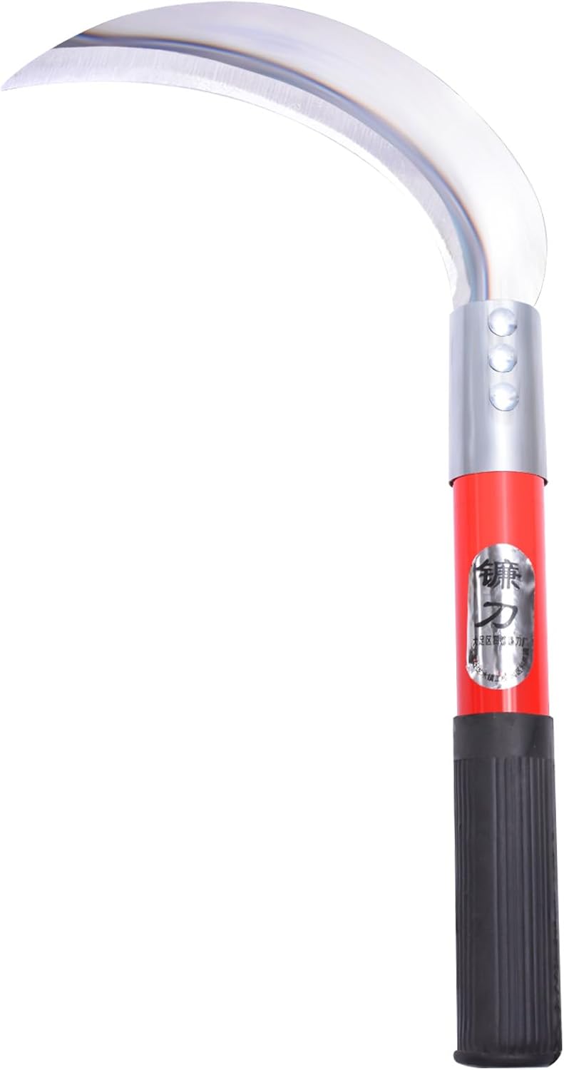1pce 420mm/16.54in Manganese Steel Billhook Brush Clearing Sickle for Grass,Weeding Tools for Garden,Curved Sawtooth Sickle,Machete Axe for Cutting Trees,Steel Blade Knife in Hand