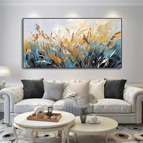 Tableau paysage abstrait bleu marron AEFOUU idéal pour sublimer le salon