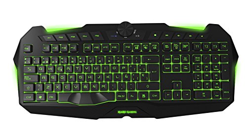 Mars Gaming Mk215 - Teclado Gaming de Membrana (Software Dual, Programable, 5 Teclas para Macros, 4 Perfiles, 4 Teclas Multimedia, RGB 7 Colores, Antighosting, Teclas Desmontables y Extras, Usb), Negro