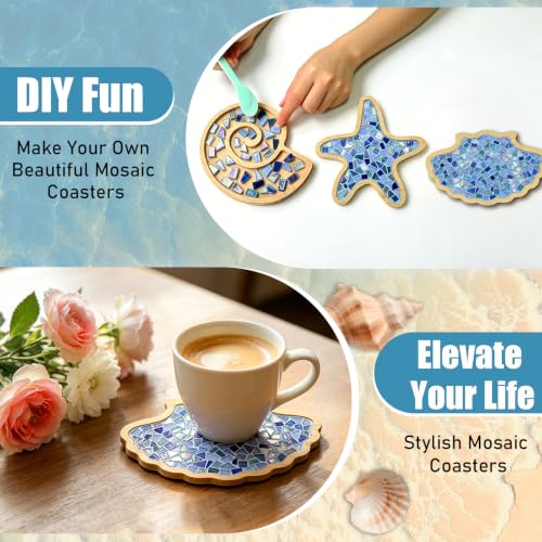 6 Sets DIY Ocean Mosaic Tiles for Crafts, Mixed Color Glass Mosaic Kits - image 6