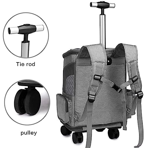 K ERATISNIK Wheeled Pet Carrier Backpack Breathable Pet Carrier with Wheels Collapsible Dog Backpack Carrier for Small Dogs Cats Puppy Dog Stroller Travel Carrier… (Grey) K ERATISNIK Wheeled Pet Carrier Backpack Breathable Pet Carrier with Wheels Collapsible Dog Backpack Carrier for Small Dogs Cats Puppy Dog Stroller Travel Carrier… (Grey)