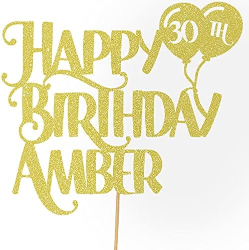 Personalised Happy Birthday Glitter Cake Topper by Cakeshop | Custom Colour Any Name & Any Age Glitter Cake Decoration for 1st 10th 16th 18th 20th 21st 30th 40th 50th 60th 70th 80th (Baby Blue)