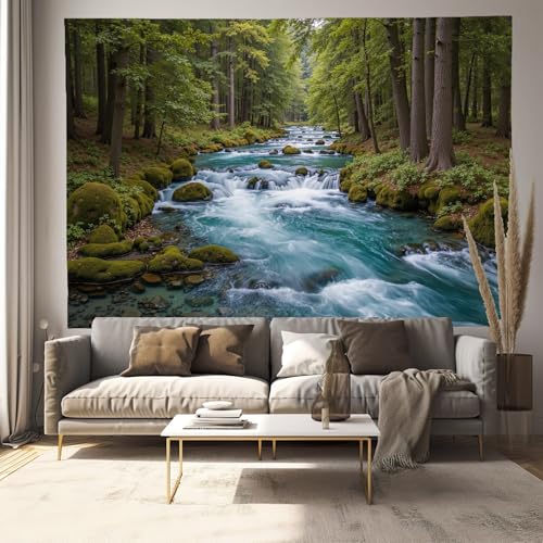 Tapisserie Forêt Brumeuse de Rivière pour décorer un dortoir ou un studio sans peindre