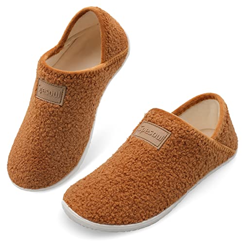 Image of Spesoul Fuzzy House Slippers for Women Men Indoor Closed Back Lightweight Cozy Faux Furry Lining Barefoot House Shoes Slipper Socks for Bedroom Home Office Yoga Outdoor Walking Shoes