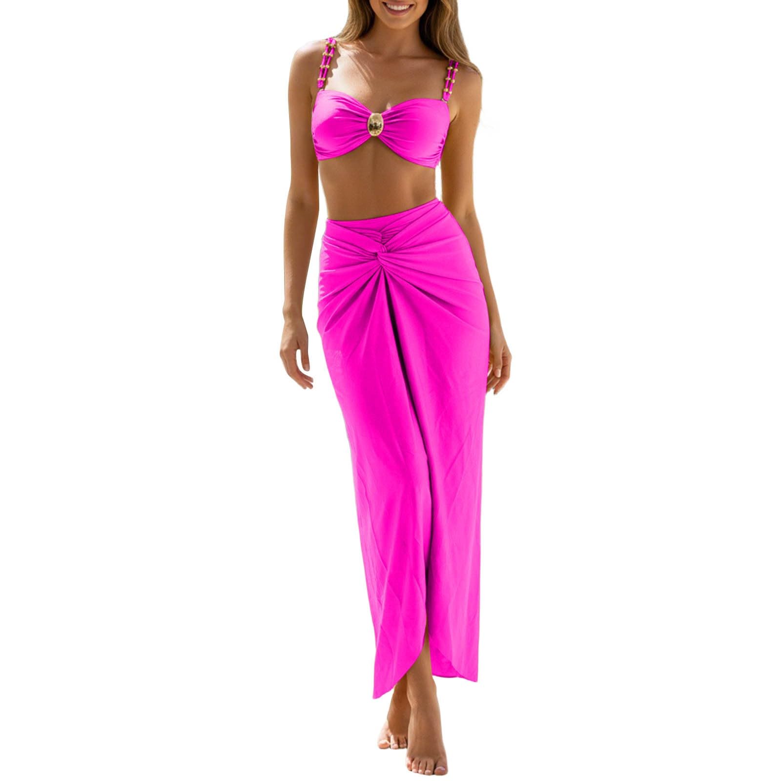 Generico Costumi da Bagno Donna Due Pezzi Curvy - Bikini Vita Alta Donna Costume da Bagno Contenitivo Costumi da Mare Push Up Swimsuit Abbronzante Beachwear Triangolo Swimwear da Spiaggia Piscina