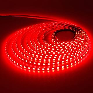 YUNBO Green LED Strip Light 4mm Narrow Width, DC 12V 16.4ft/5M 600 LEDs SMD 2835 Cuttable Non-Waterproof LED Tape Light for Bedroom Kitchen Cabinet Lighting Decoration