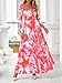BTFBM Women Maxi Dress Spring 2026 Fashion Elegant Long Sleeve Square Neck Floral Print Party Club Wedding Guest Dresses(Floral Light Orange,XX-Large)