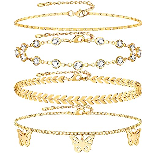 Gold Ankle Bracelets For Women Layered Beaded Heart Pearl 14K Gold Plated Anklet For Women Adjustable Layering Ankle Bracelet Gold Anklet Chain Dainty Summer Beach Ankle Bracelets Set For Teen Girls #TOP13