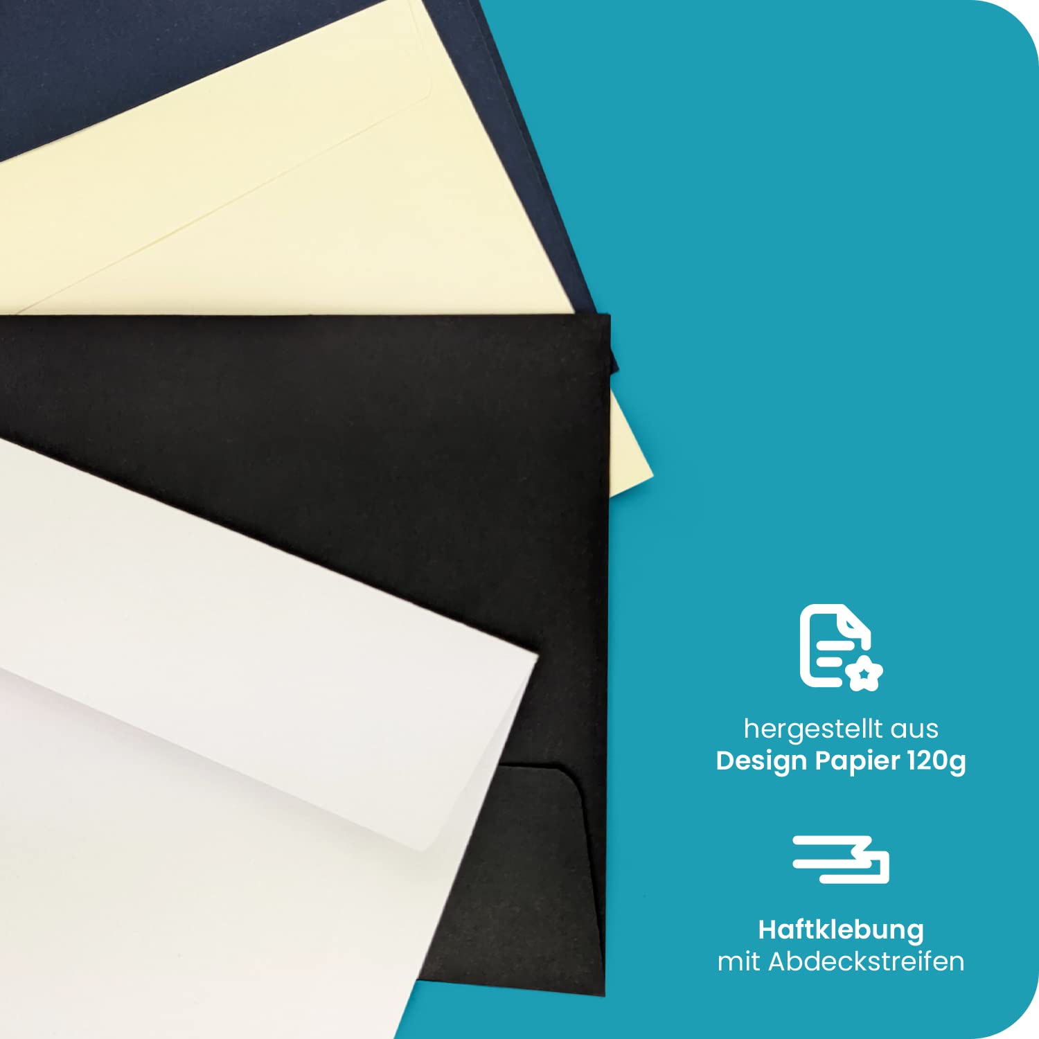 Netuno 25 Long Black envelopes DL 110 x 220 mm 4.33 x 8.66 in 120gsm Design Invitation Envelope Elegant envelopes for Letters Weddings Christmas Birthdays Greeting Cards Postcards Invitations - Image 3