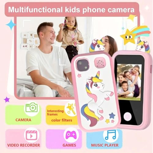 Image of Kids Touchscreen Smartphone Toy with 2.4 inch Color Screen-1080P- MP3 Music Player- in Built Games & Wallpapers (Pink)