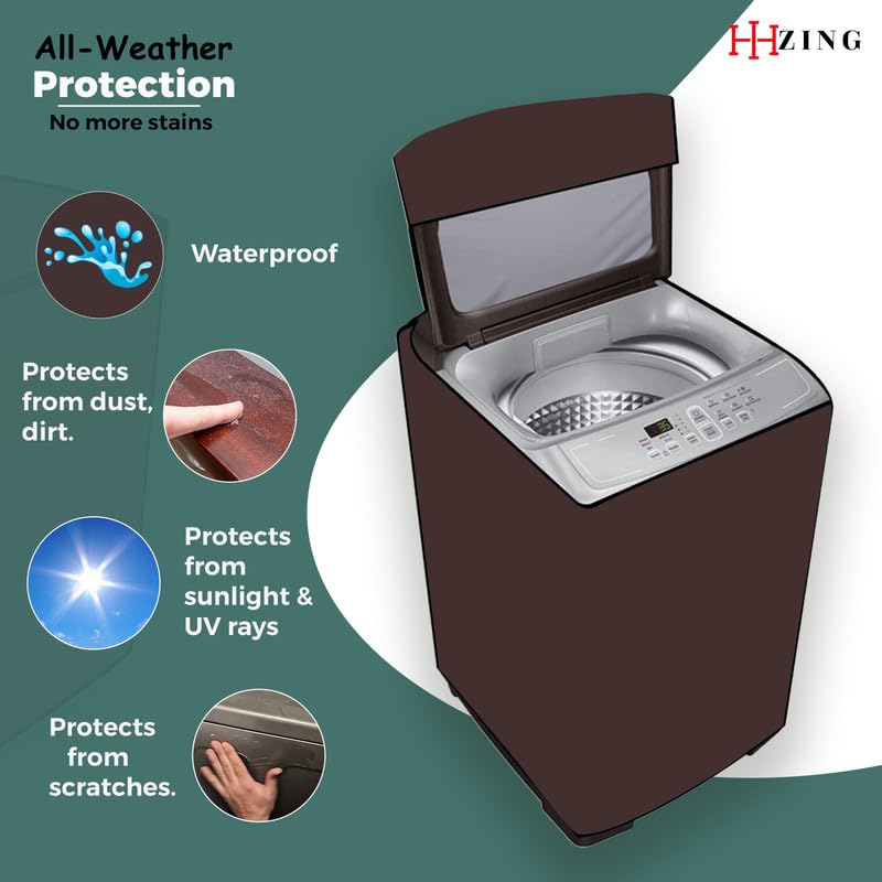 Image of Waterproof Washing Machine Cover Fully Automatic Sutaible for Samsung Model 8.0 kg Ecobubble Top Load, WA80BG4441BG (54 x 56 x 98 cms) Solid Coffee Print