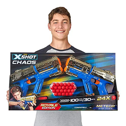 Image of X-Shot Golden Chaos Meteor 2-Pack Dart Blaster Set | Dual Foam Dart Guns with Darts Included | Compact High-Speed Blasters for Target Play & Action Games | Outdoor Toy for Kids 12 Years+