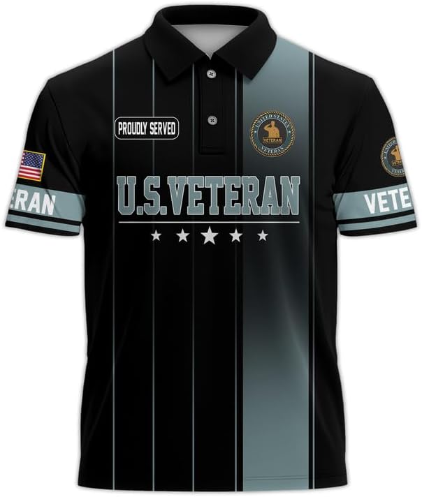 Veteran Polo Shirt, Proudly Served Veteran Shirt, Military Polo Shirts for Men, Veteran's Day Gifts, Dad Military Gifts