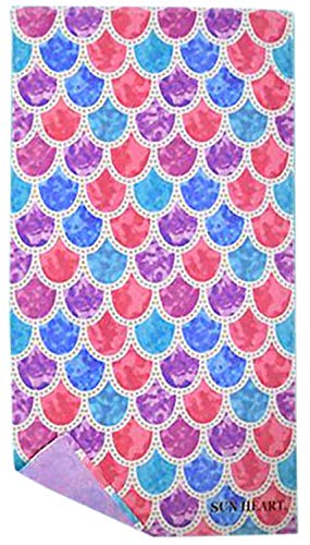 丸眞 ビーチタオル SUN HEART マーメイドスケイル パープル 0135033600 約80×150cm