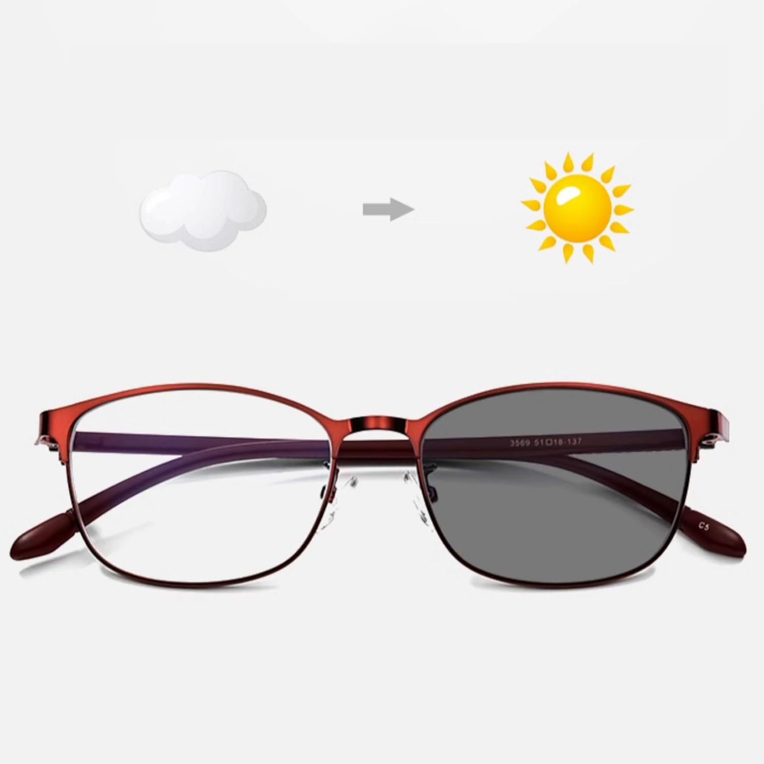 Ultraleich Photochrome Lesebrille, Progressive Multifokus Outdoor Sonnenleser, ultra-klare Sicht Blaulichtblockierende Brillen Lesehilfe
