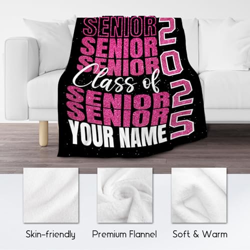 Personalized Graduation Blanket - Custom Class of 2025 Graduation Gifts for Her or Him - 40"x50" Flannel Warm Throw Decorations - Senior 2025 Red Blankets for College, High School