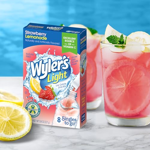 Image of Wyler's Light Singles To Go Water Drink Mix, Strawberry Lemonade, 96 Count