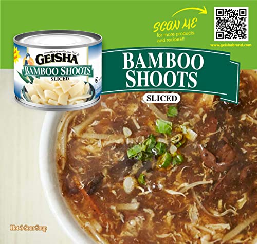GEISHA Bamboo Shoots Sliced 8OZ. (Pack of 12), Bamboo Shoots | Kosher Certified - No Salt & Sugar added - Gluten Free-Less than 100 Calories per Container
