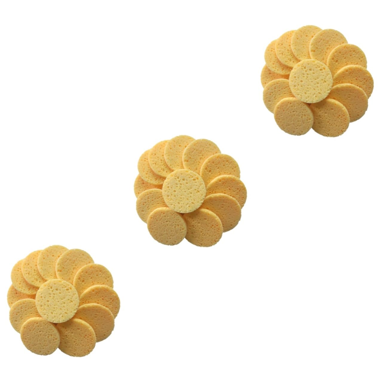 Didiseaon 60pezzi Spugnette Per Rimozione Makeup Cotone Puff Per Pulizia Viso Spugne Morbide Per Esfoliazione e Detersione Colore Naturale Rotondo