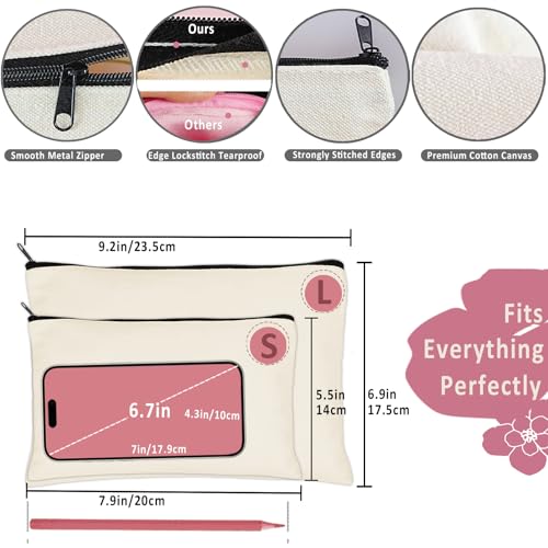 Koolmox Canvas Makeup Bags, Canvas Zipper Pouch Bulk, 40 Pack 9x7'' Large Cosmetic Pouch Plain Craft Blanks Bag for Women to Personalize Decorate Tie Dye Vinyl Print to Travel Cosmetic Toiletry Bag2