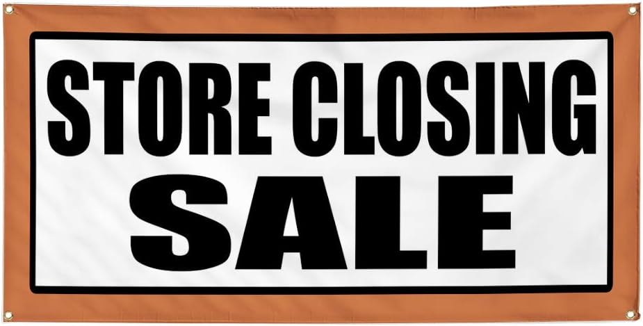 Vinyl Banner Sign Store Closing Sale Promotion Business Marketing Advertising Black - 20inx50in (Multiple Sizes Available), 4 Grommets, One Banner