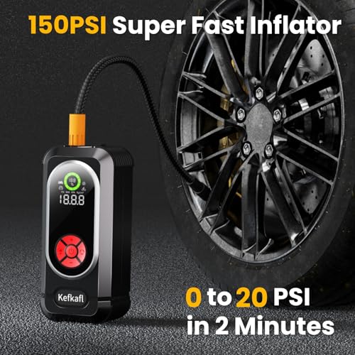 Image of Jump Starter 5000A, Car Battery Jump Starter Portable with 150 PSI Tire Inflator, Portable Air Compressor, Car Jumper Starter for Up to 10.0L Gas & 10.0L Diesel Engines, LED Light, Jumper Cables