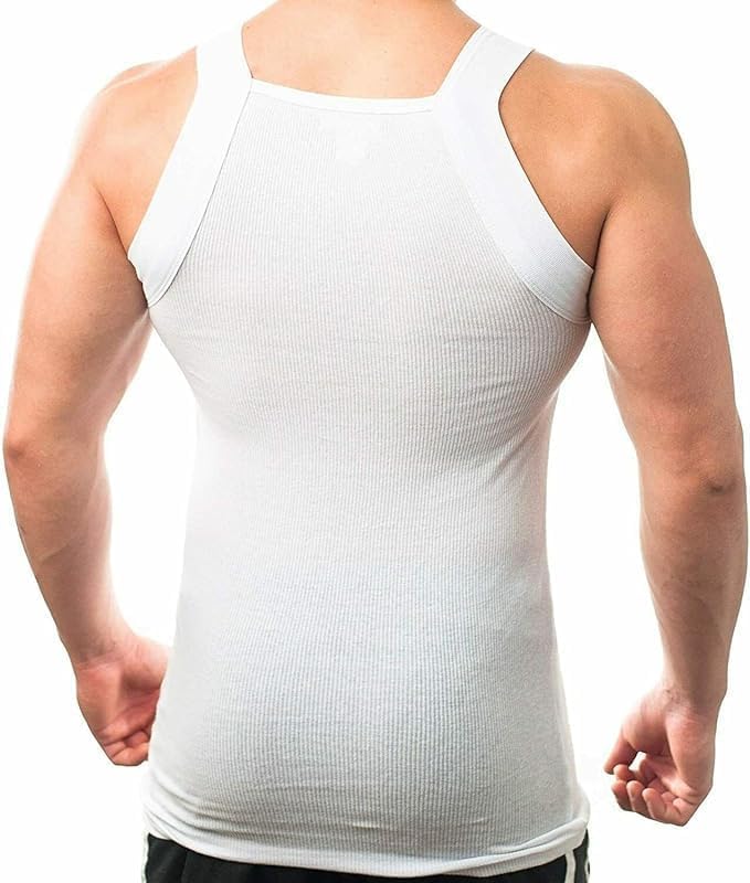 2-4-6 Packs Men's G-Unit Style Cotton Tank Tops Square Cut Muscle Rib A-Shirts - Image 4