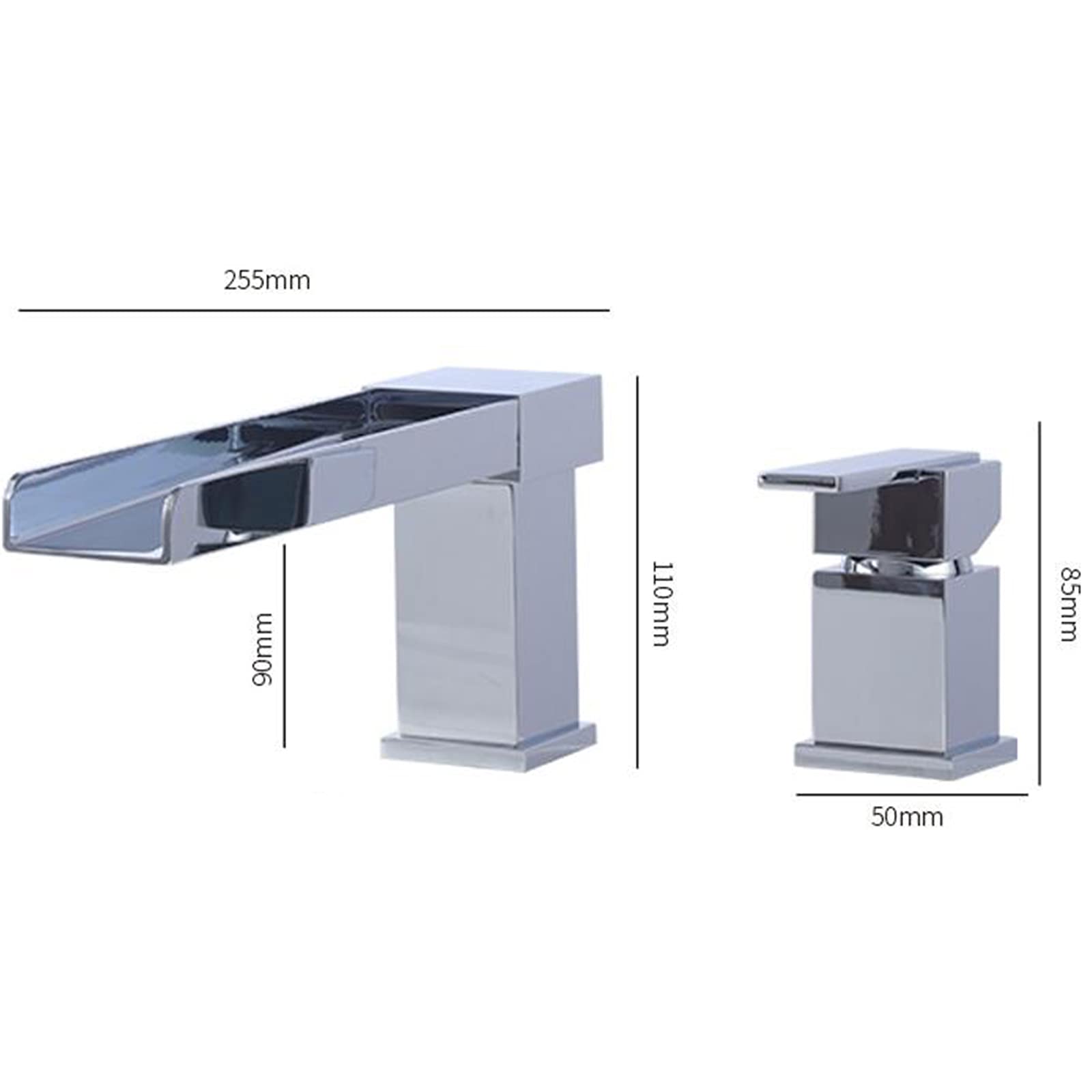 Grifo de bañera Grifo de bañera en Cascada Grifo de baño de Control Dual frío y Caliente Grifo de bañera de latón de una Sola manija Llenador de bañera de Cubierta Grifo de Ducha Cromado