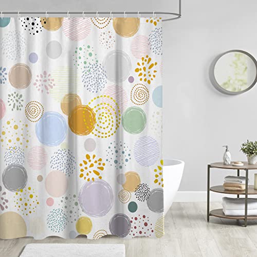 Aatter B09Y5NGPNT Colorful Shower Curtain Kids Modern Polka Dot Circles Firework Boys Girls Boho Fun Unique Blue Orange Yellow White Pink Gold Grey Home Bathroom Decor Bathtub Set thumb #1