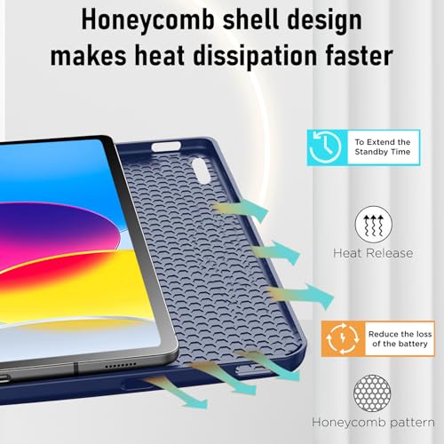 Image of TechTrendz Cover for iPad 11th Generation (A16) / 10th Gen with Right Side Pencil Holder, Auto Sleep Wake, Soft Back Trifold Case (2022 /2025) - Blue