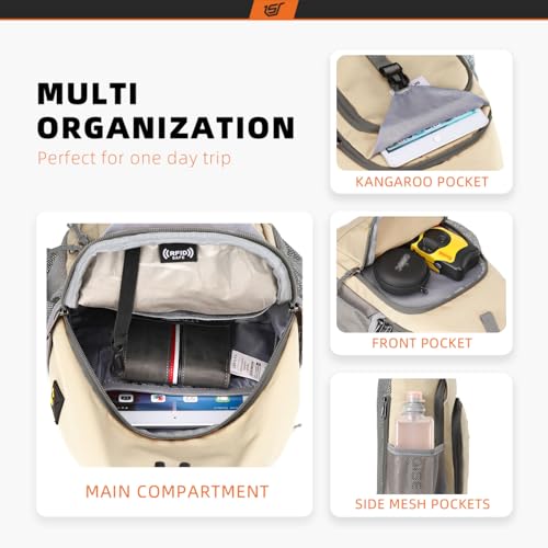 Image of SKYSPER Sling Bag RFID Crossbody Sling Backpack Cross Body Shoulder Bag Travel Hiking Daypack for Women Men(Beige)