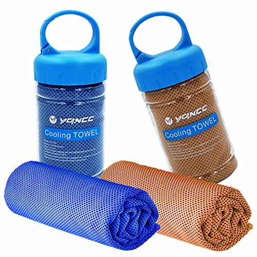 Image of YQXCC 2 Pack Cooling Towels (47 inchx12 inch), Ice Cool Neck Towel, Soft Breathable Microfiber for Yoga, Golf, Gym, Running, Camping & Hot Weather