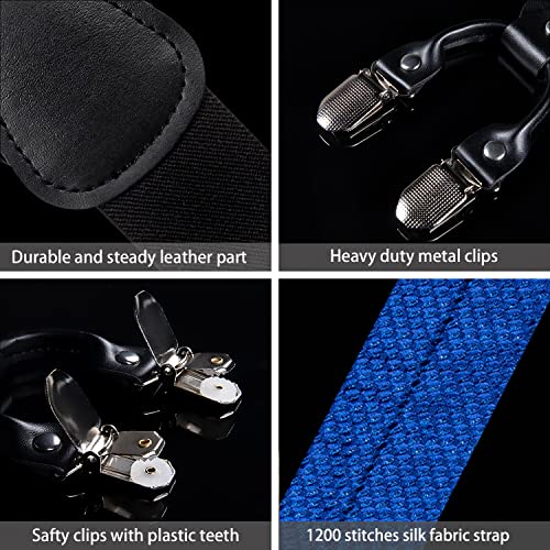 Image of DiBanGu Paisley Bow Tie and Supenders for Men Tuxedo Heavy Duty 6 Clips Suspender Adjustable Y-Shape Mens Trouser Braces