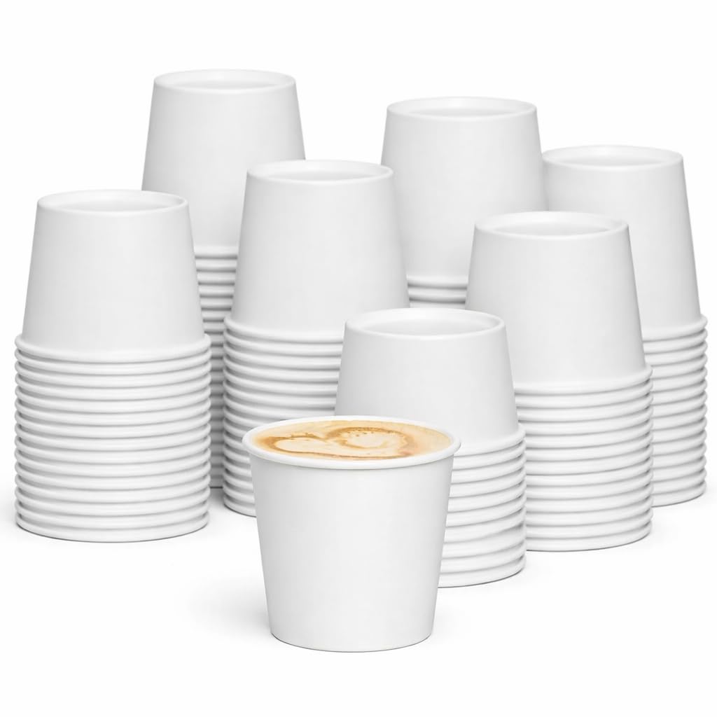 1ABOVE White Disposable Paper Cups, 100% Natural and Recyclable Hot and Cold Drink Cups, Perfect for Homes and Office (Pack of 100-6OZ) โ image 1