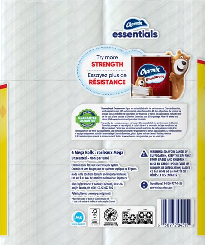Image of Charmin Essentials Strong Toilet Paper, 6 Rolls (429 Sheets) (Pack of 3)