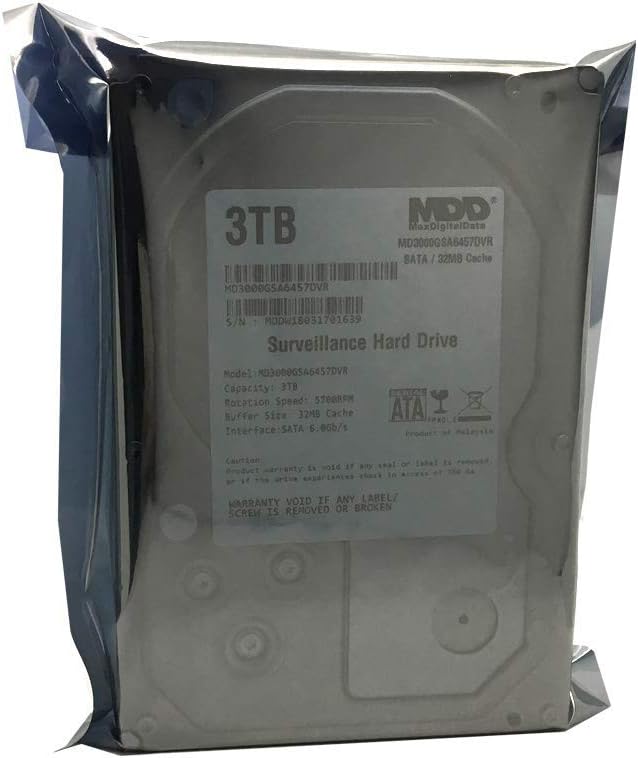 MDD 2022 MAXDIGITALDATA MaxDigitalData 3TB 32MB Cache 5700PM SATA 6.0Gb/s 3.5-inch Internal Surveillance CCTV DVR Hard Drive (MD3000GSA3257DVR) - 2 Year Warranty (Renewed)