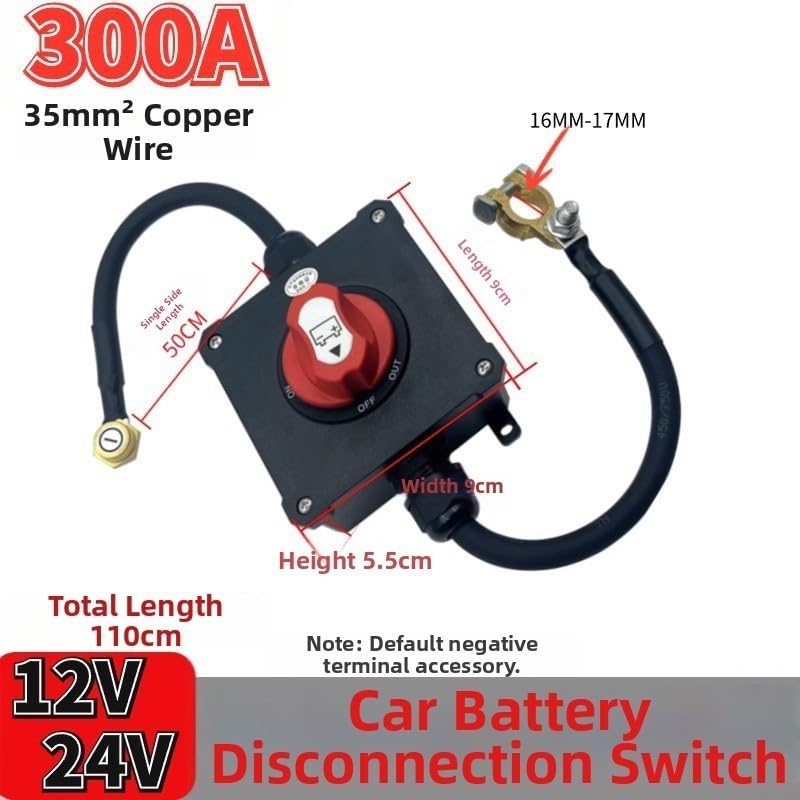 Interruttore di disconnessione batteria CC 12 V-32 V, 100 A-300 A, isolatore di potenza spento, per auto, camper, barca, camion, con interruttore di uccisione rotante impermeabile IP67 (200 A