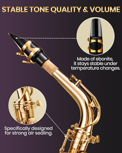 fesley saxophone e flat alto saxophone saxofn alto for professional sax for beginners amp students saxophones with reeds neck strap sax case amp portable cleaning kit gold