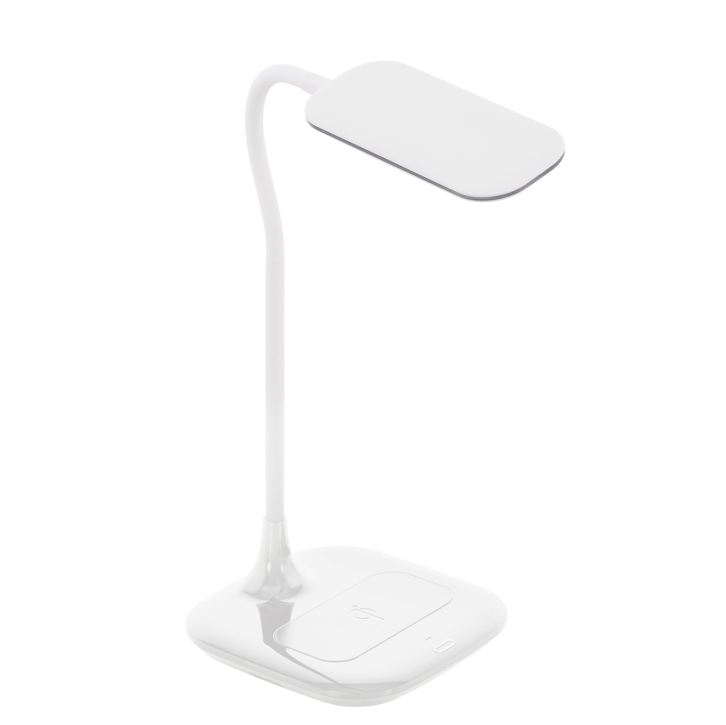 EGLO LED Tischlampe Masserie, 1 flammige Tischleuchte mit Touch | QI Ladestation, dimmbar, Schreibtischlampe, Minimalismus aus Kunststoff in Weiß