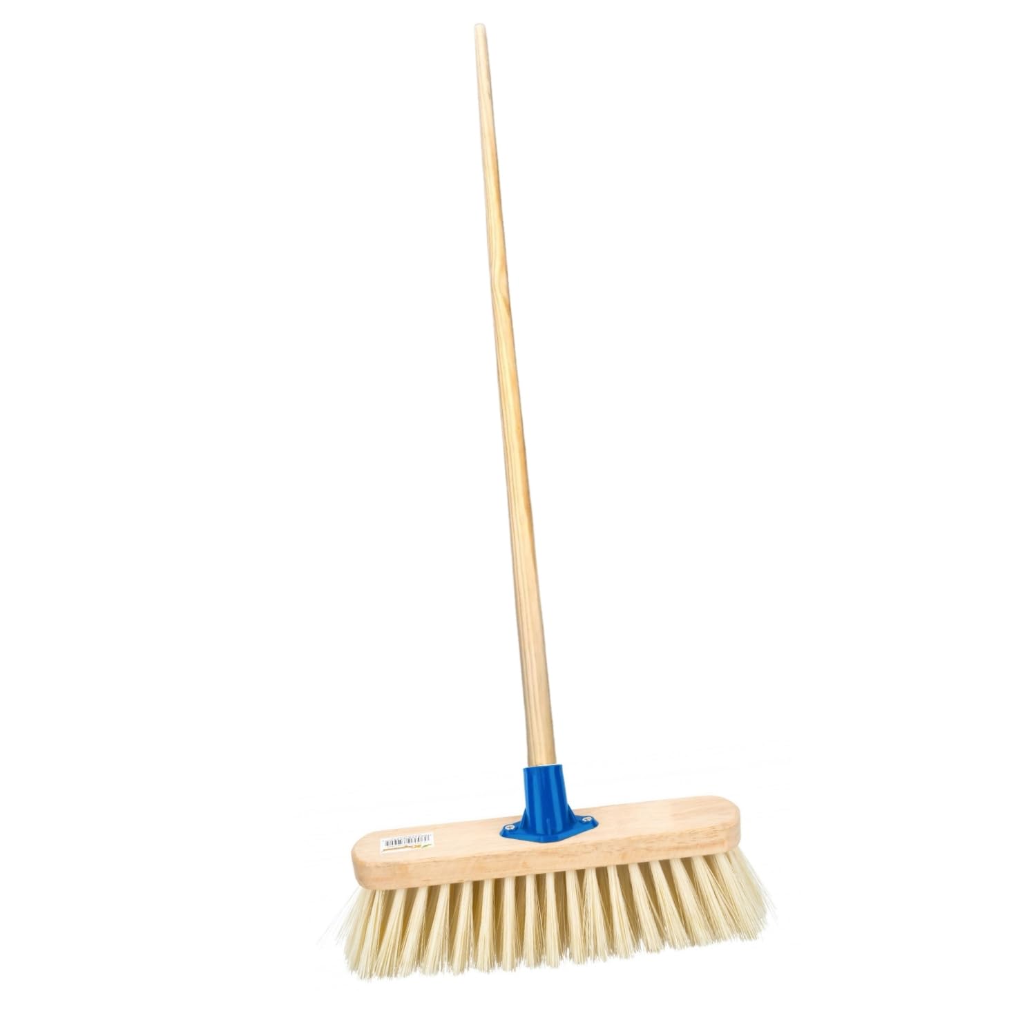 HOMESHOPA 12 Inch Soft Cream PVC Indoor Outdoor Sweeping Broom Head with Handle, Heavy Duty Cleaning Brush for Any Surface Wooden Floor Decking and Paving Slabs