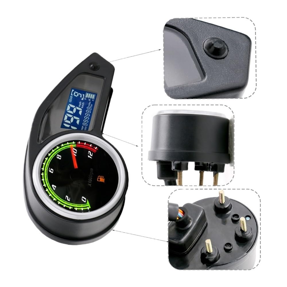Contachilometri digitale Tachimetro digitale da 9-18 V, contachilometri, display con luci, indicatori universali, ricambi per moto, accessori