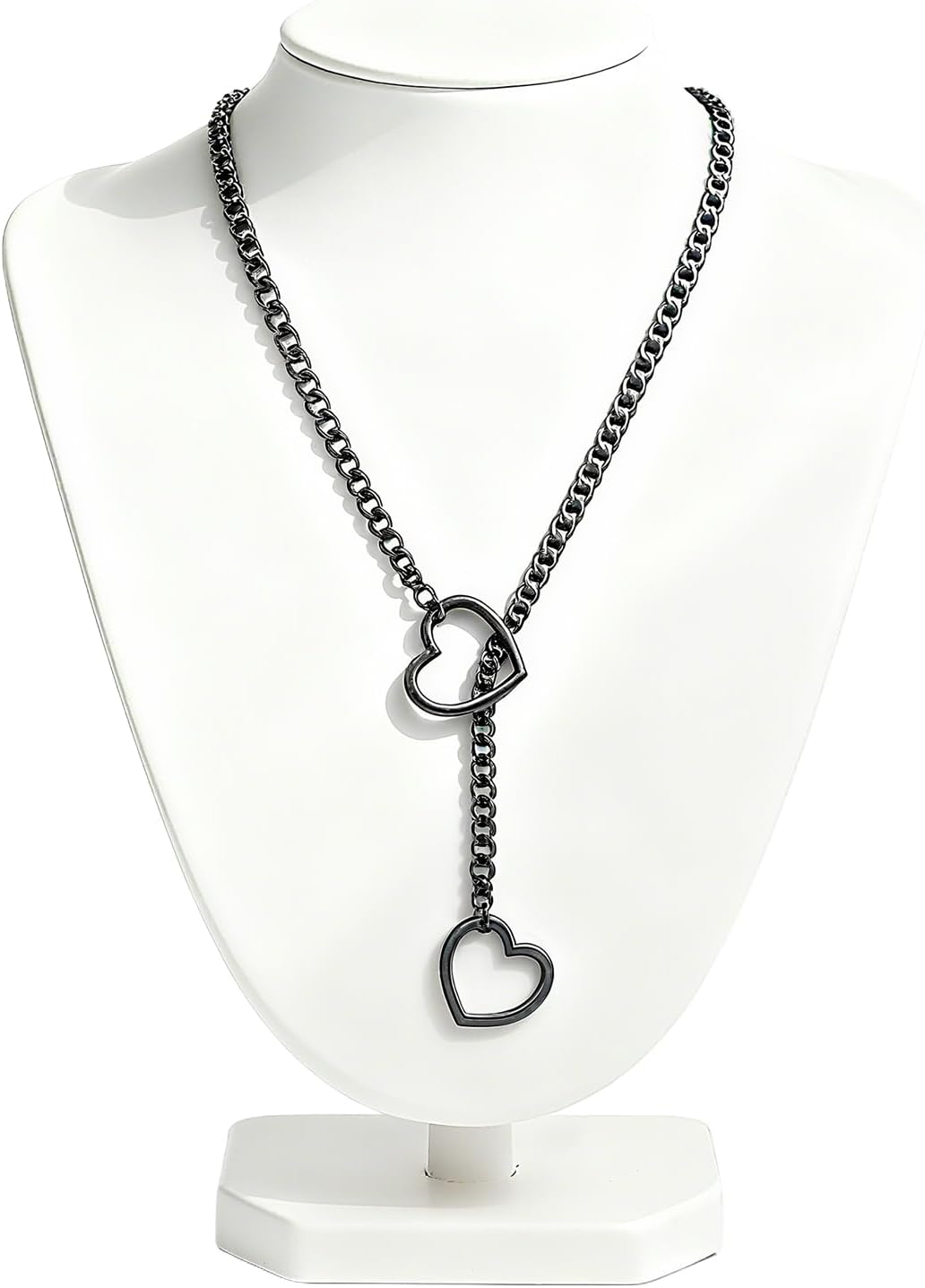 Heart Slip Chain Necklaces for Women,Adjustable Lariat Heart Y-Necklace,Punk Gothic Cuban Collar Choker Necklace for women - Image 3