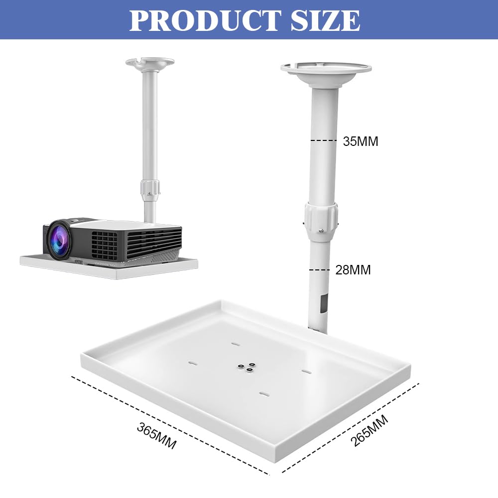 Universal Projektor-Halterung für die Decke/Wand Beamer Halterung Deckenhalterung 30-52cm Höhenverstellbare Universalhalterung mit versteckter Kabelführung Tragfähigkeit 6kg für Heimkino Büro