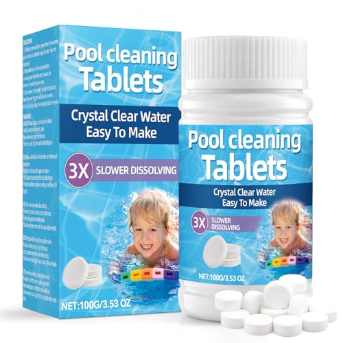 Cloro Pastiglie per Piscina, 100g di Pastiglie di Cloro a Lenta Dissoluzione e Lunga Durata per Piscine, Vasche Idromassaggio, Spa e Vasche da Bagno
